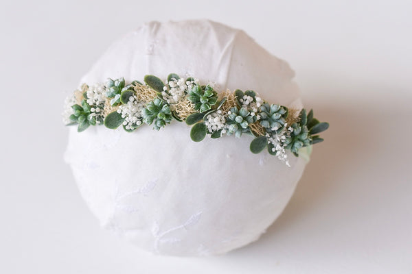 Mint Succulent Flower Crown